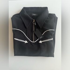 Men’s large black short sleeve polo shirt with western vibes